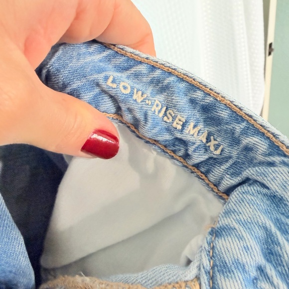 American Eagle Low Rise Denim Maxi Skirt Light Wash Y2K Slit AE Dreamy Drape | 0 - Picture 8 of 9